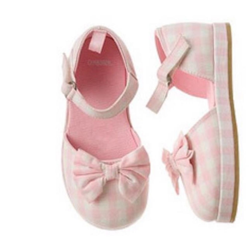 Gymboree Ice Cream Social Baby Girl Pink Gingham Bow Mary Jane Shoes Toddler New